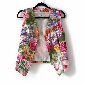 Vintage Pure Pinkerton 100% Silk Floral Patterned Tailored Vest Size 10